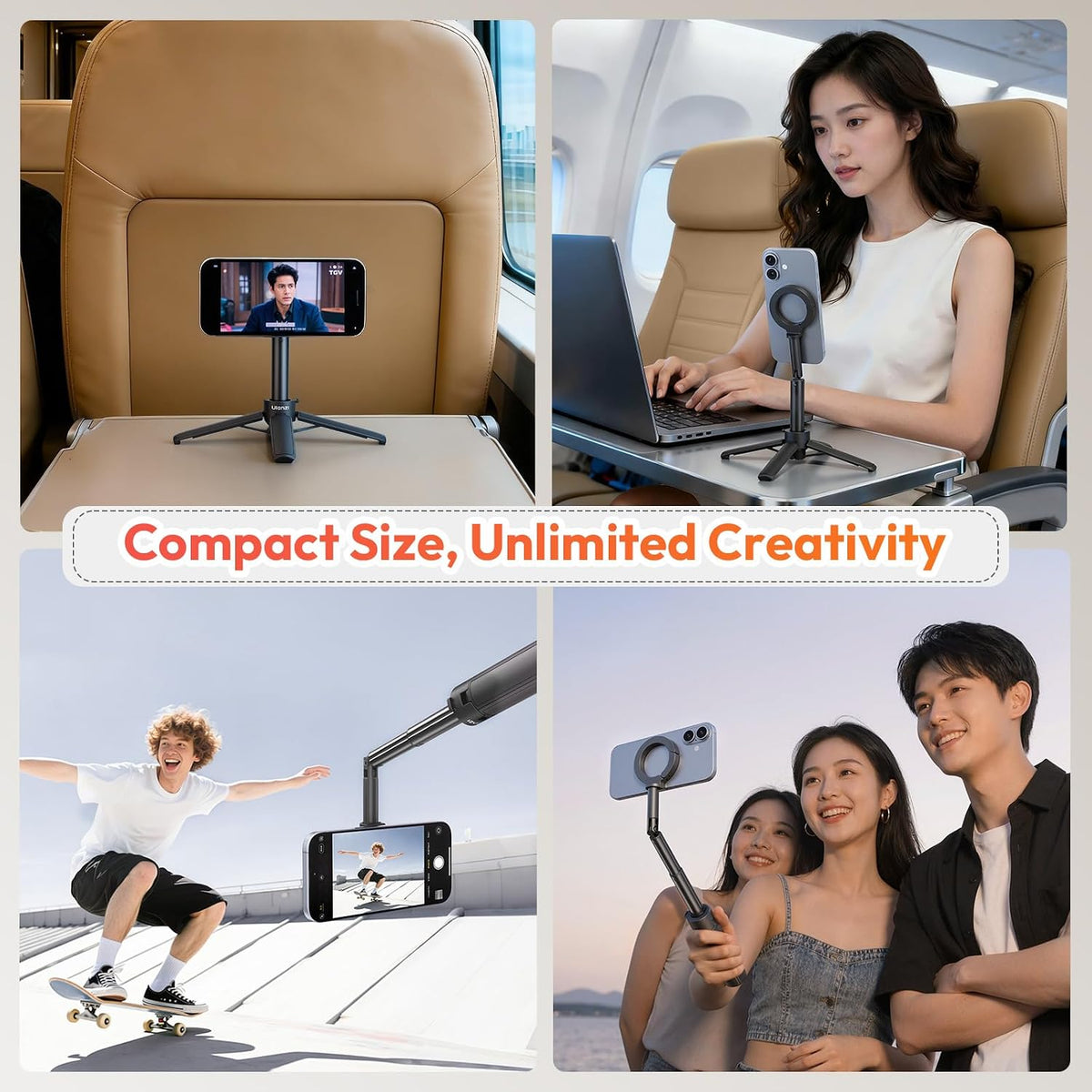 ULANZI MT71 Mini Magnetic Selfie Stick Tripod, Foldable & Lightweight, 180° Tilt, Compatible with iPhone 17-12