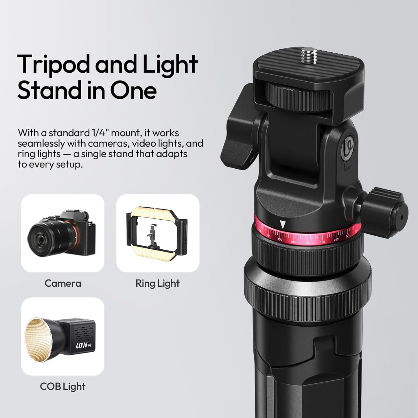 ULANZI MT-80 7FT Aluminum Tripod Stand Auto Pop-Up 360 Ball Head DSLR