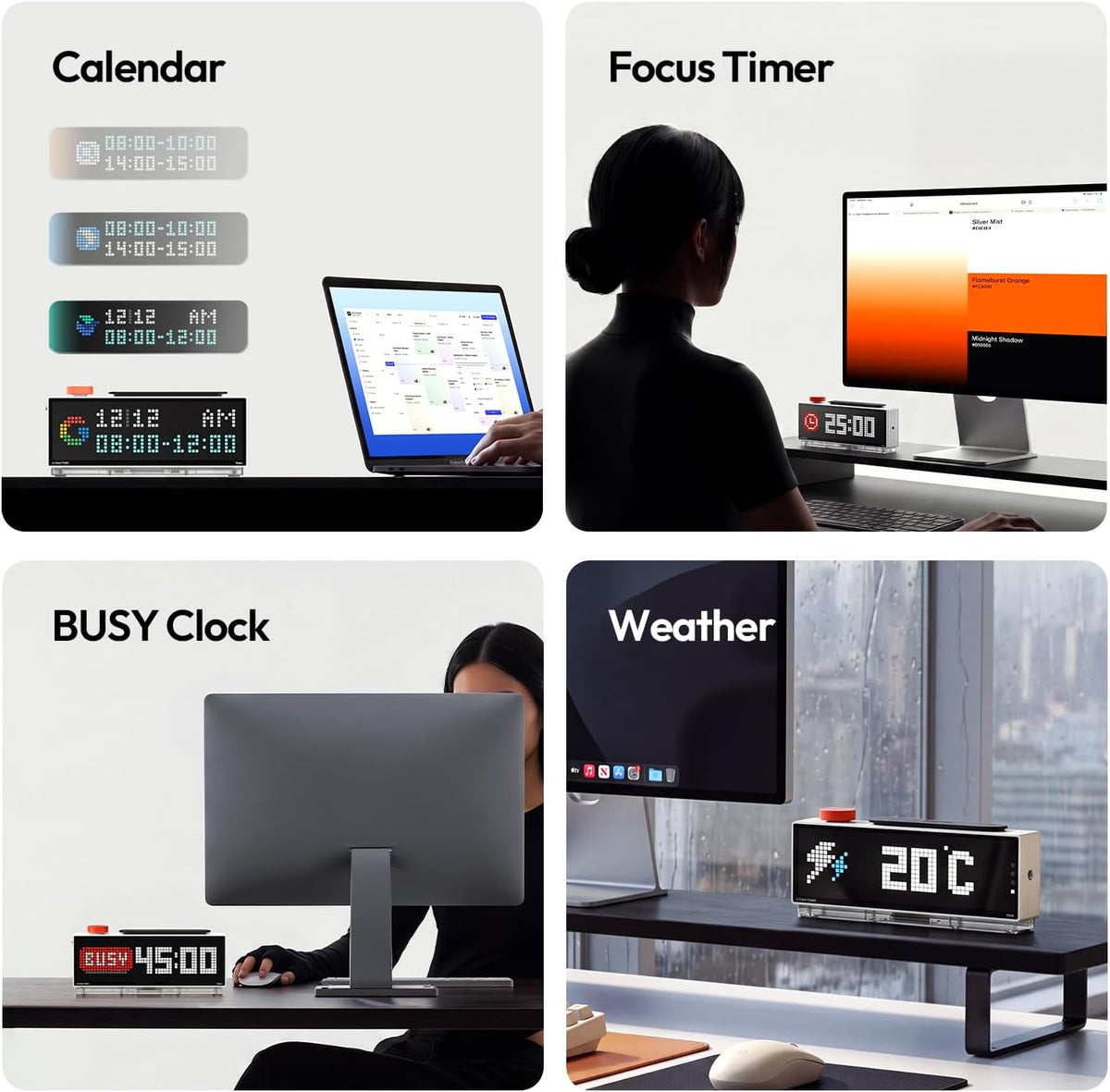 ULANZI TC002 Pixbar Smart Pixel Clock WiFi Pixel Art Digital Desk Alarm