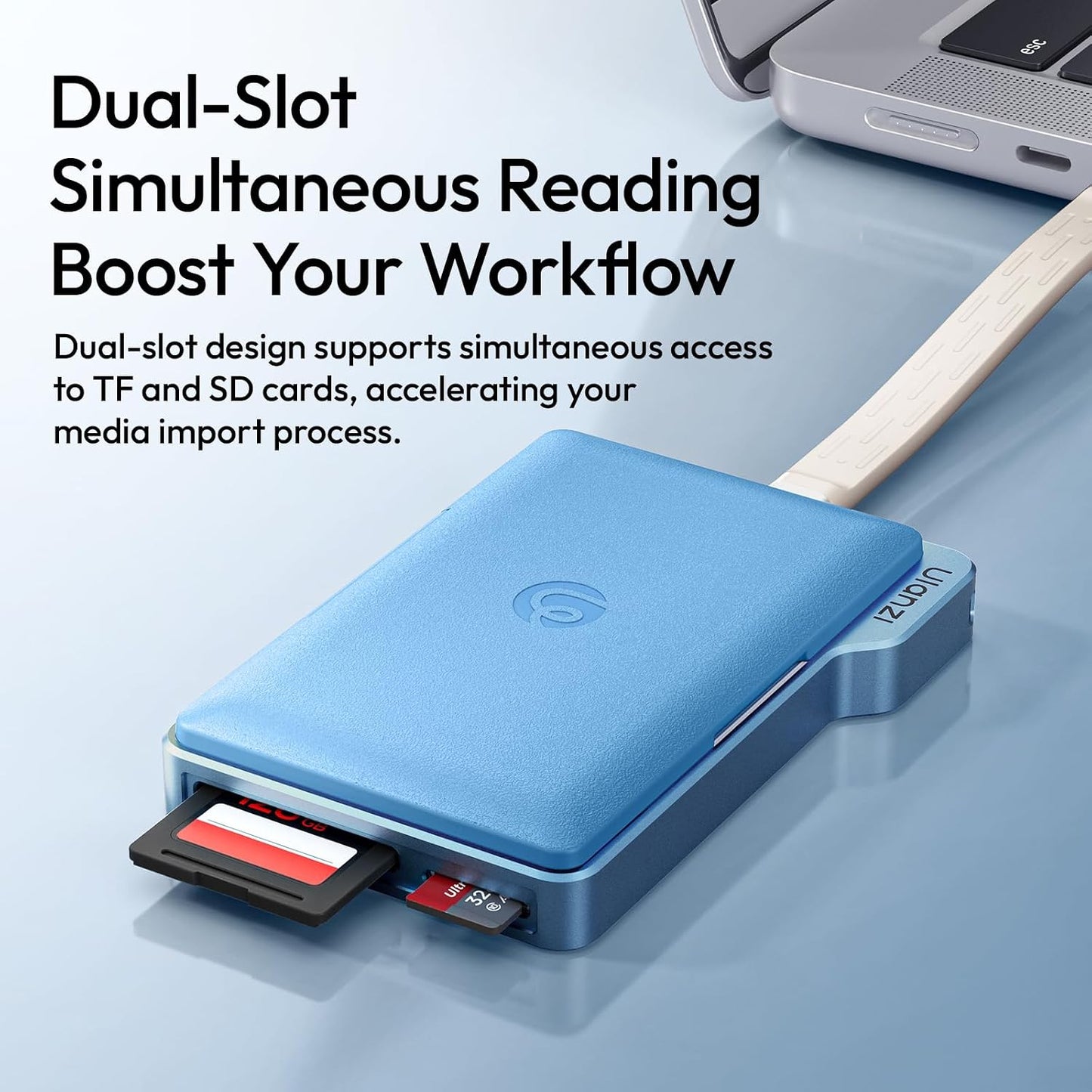 ULANZI DC01 SD TF Card Case USB-C Reader 312MB/s UHS-II Magnetic Aluminum Black/Blue