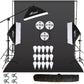 HIFFIN® 5 PRO Quadlux Mark III Soft Led Still & Video Light Softbox 3 Point Lighting Kit with Backdrop Stand, 9x10ft Photo Video Studio Muslin 1 x Curtain Black | Stand Backdrop Support System Kit