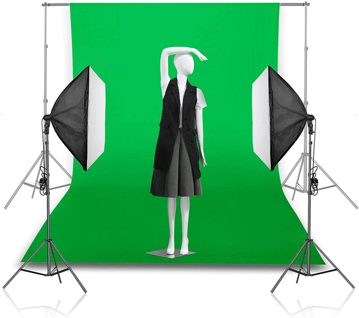 Hiffin Green Backdrop Background 203.2MM X 304.8MM (8x12 Ft) for Studio - Camera Accessory Set of 3