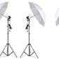 HIFFIN® E27 Studio Single Holder KIT Umbrella White + Studio Light Stand 9 FT+ Umbrella and Bulb Holder E27 Single Holder kit Mark IV (4 Single Holder,4 Light Stand 9FT,4 Umbrella, 4 18 WT LED Blub)