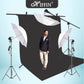 HIFFIN® Black Screen Backdrop 8x12 ft with 9 ft Stand - 3 Packs 6x9 ft Photography Backdrop with 2 Pcs Spring Clamps, 1PCs Carry Bag (T Shape Kit C2 C1 B & Double Holder Kit M3)