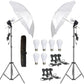 HIFFIN® E27 Studio Triple Holder KIT Mark II Umbrella White + Studio Light Stand 9 FT+ Umbrella and Bulb Holder Kit (2 Triple Holder,2 Light Stand 9FT,2 Umbrella, 6 20 W LED Bulb)