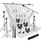 HIFFIN® White Screen Backdrop 6x10 ft with 9 ft Stand 6x9 ft Photography Backdrop with 2 Pcs Spring Clamps, 1PCs Carry Bag (T Shape Kit C2 C1 W & Double Holder Kit M4)