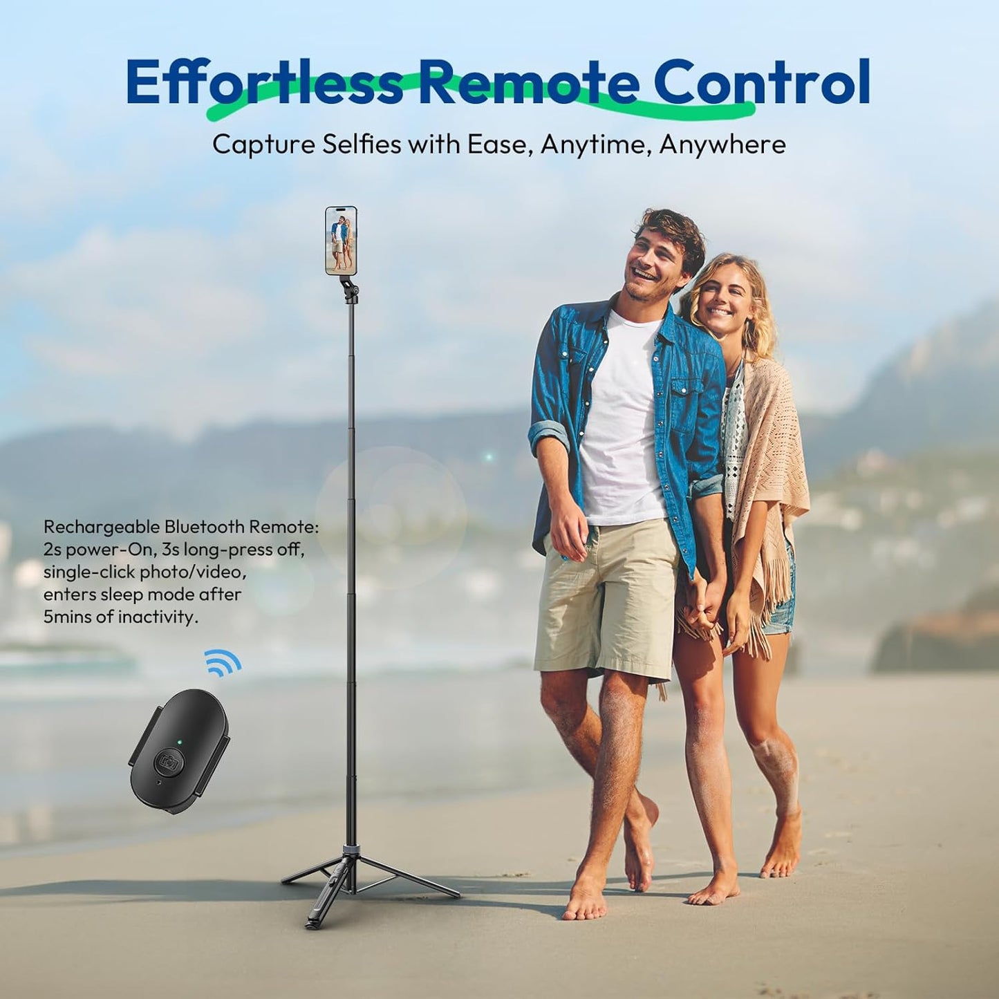 ULANZI TT88 Magnetic Tripod 57" Selfie Stick w/ Remote & Cold Shoes