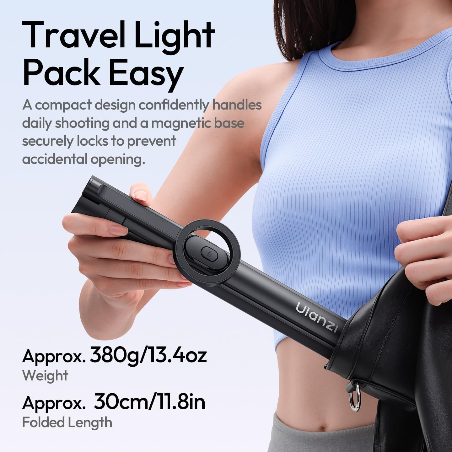 ULANZI SK-21 71'' Magnetic Selfie Stick Tripod w Remote, Auto Open