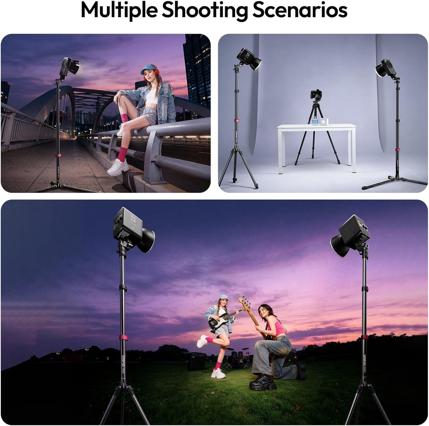 ULANZI TT43 II Light Stand 86.6" Reverse Fold Tripod QR Tilt Head 8.8lb Boom Pole