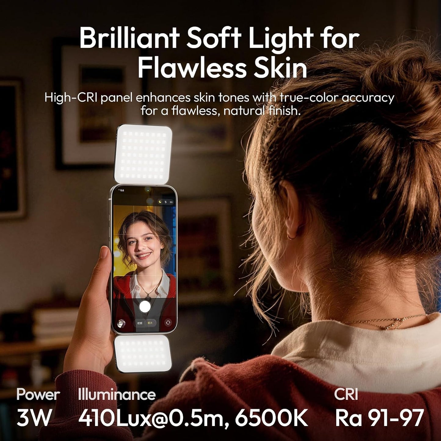 Ulanzi GL01 Magnetic Selfie Light Dual LED 2700-6500K Type-C Rechargeable MagSafe iPhone Pink/Black