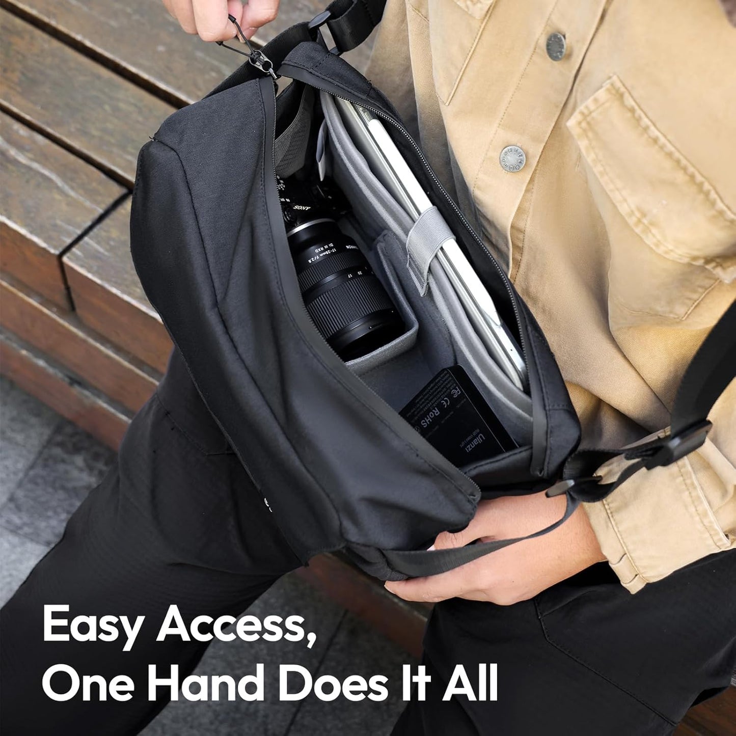 ULANZI BP11 8L Camera Sling Bag, Splash-Proof DSLR/Mirrorless Anti-Theft Crossbody