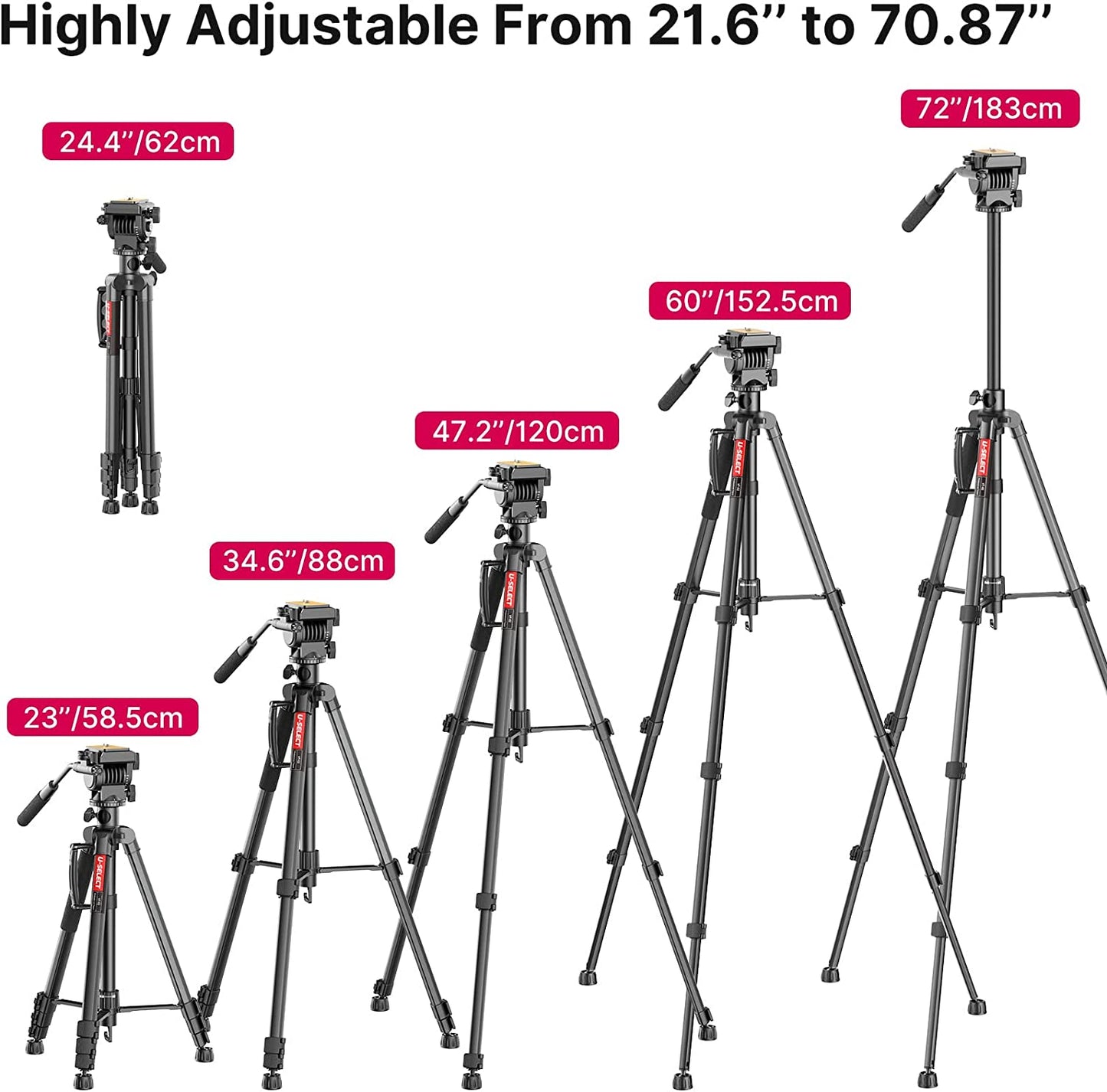ULANZI VT-02 Metal Tripod – Heavy Duty Portable, Adjustable for DSLR/Phones