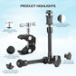 HIFFIN® 11inch Adjustable Articulating Friction Magic Arm & Large Super Clamp for Camera Rig, LCD Monitor, LED Flash Lights (11 inch Magic arm+clamp)