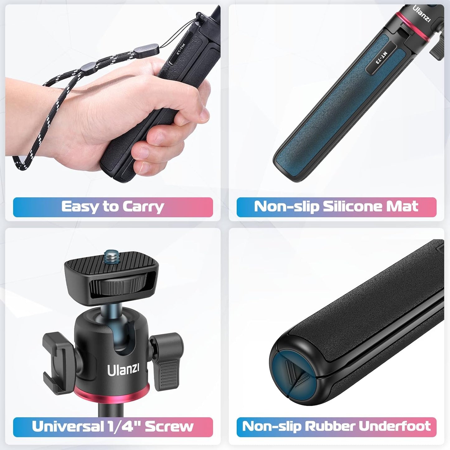 ULANZI MT-73 Extension Pole Tripod, Selfie Stick for Vlogging Cameras