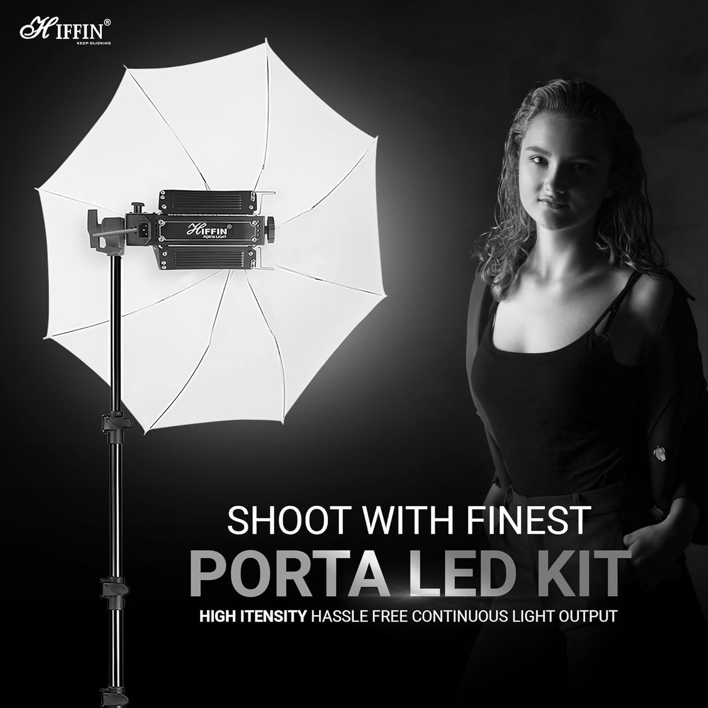 HIFFIN Warm White Porta 350Watt (7 X 50w) LED Light Kit, Low Power Consuming LED Panels Light, for Photo Video Indoor Outdoor Shoot (Porta Light Kit Set of 1)