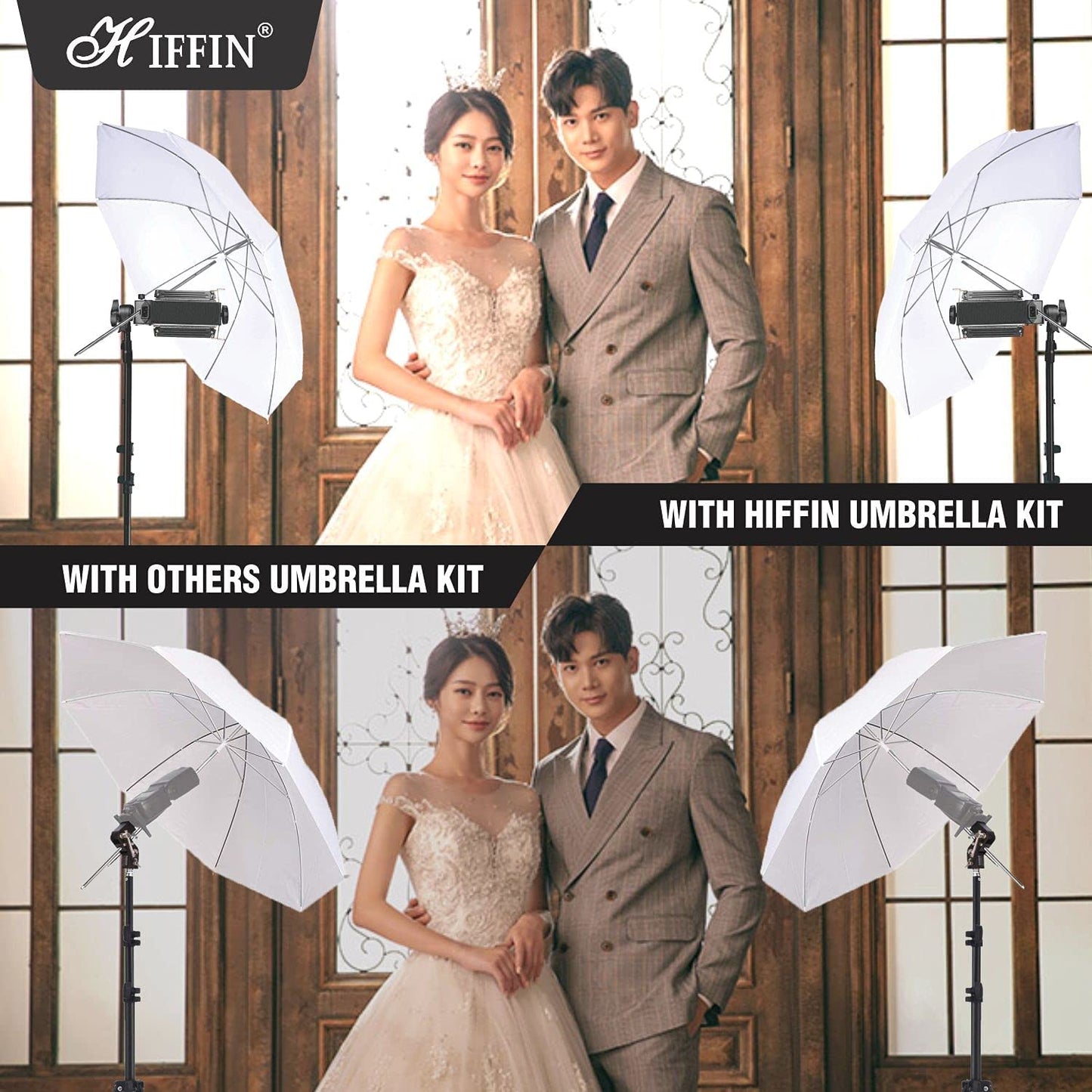 HIFFIN® Porta Kit with Pair of 9 feet Light Stands, Porta Lights, Umbrellas for Video & Still Photography Lighting