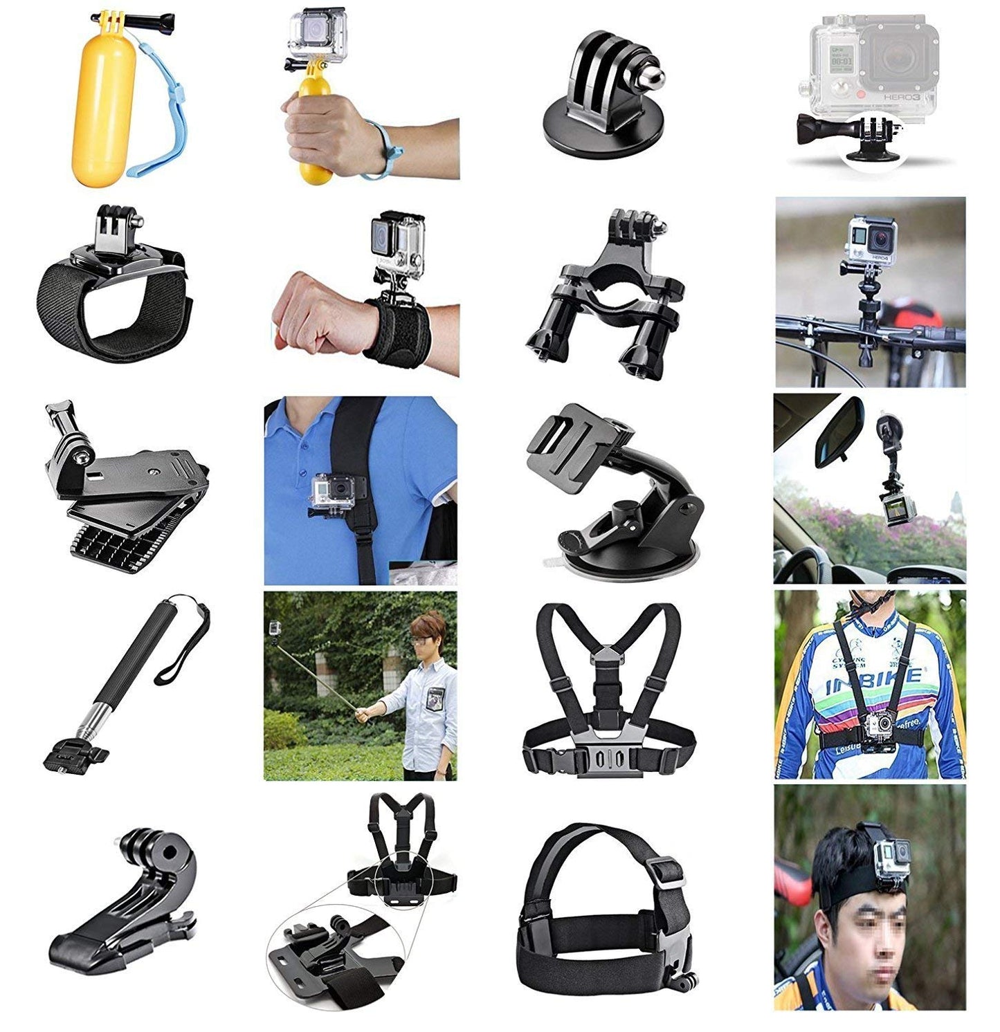HIFFIN® Branded 61 in 1 for Go Pro Accessories Kit for Hero 5 4 3+ 3 2 1, SJCAM SJ4000 SJ5000, Yi & Other Action Cameras