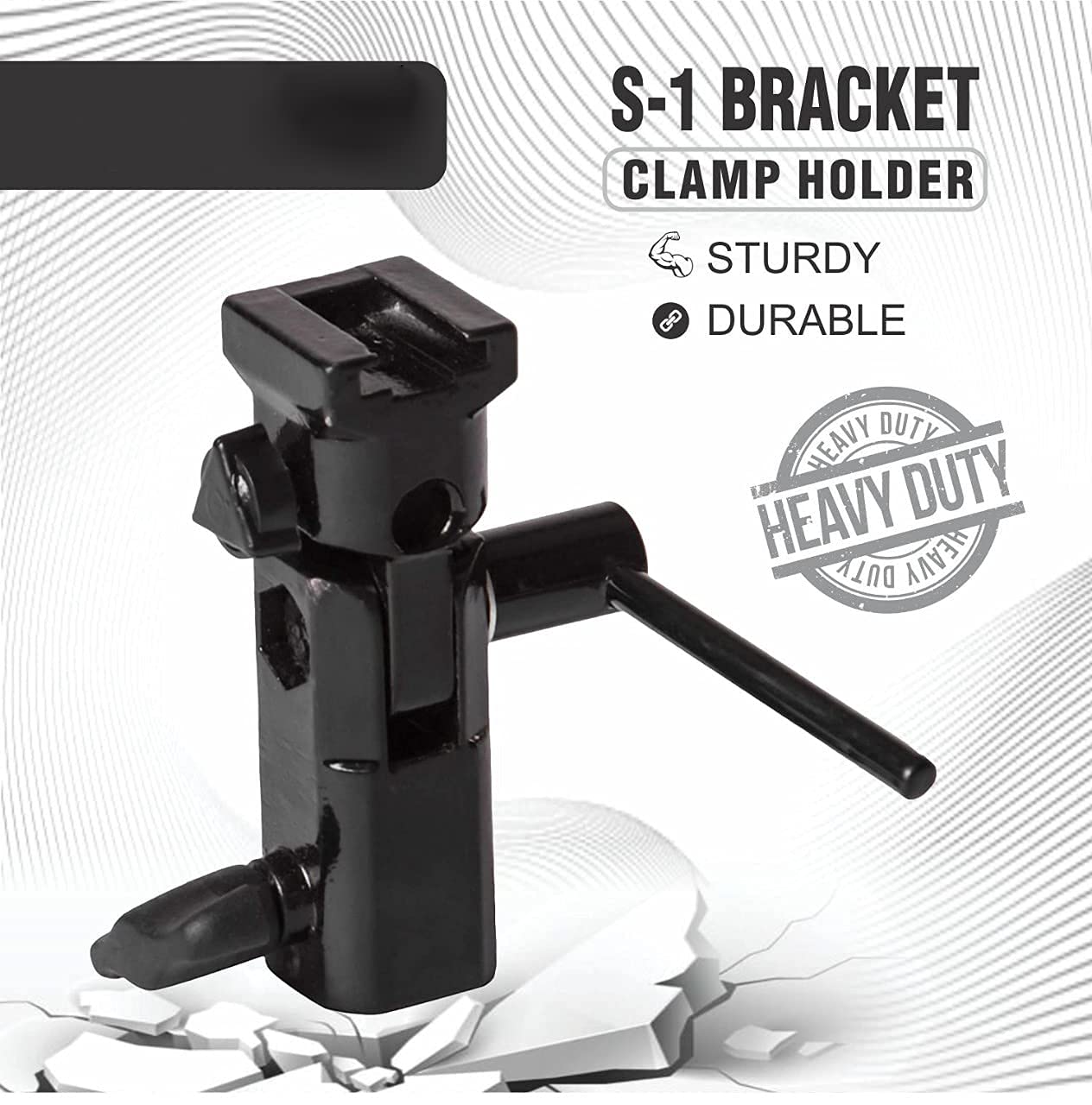 S1 Umbrella Bracket Heavy Duty Flash Light Stand Umbrella Holder B Bracket Speedlight Holder (CNC Aluminum) in Black Color