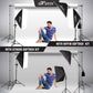 HIFFIN® Photography Lighting Kit Background Support System with 1 Black Color Backdrop, 2 Umbrella, 3 Softbox, Continuous Lighting Backdrop Kit for...