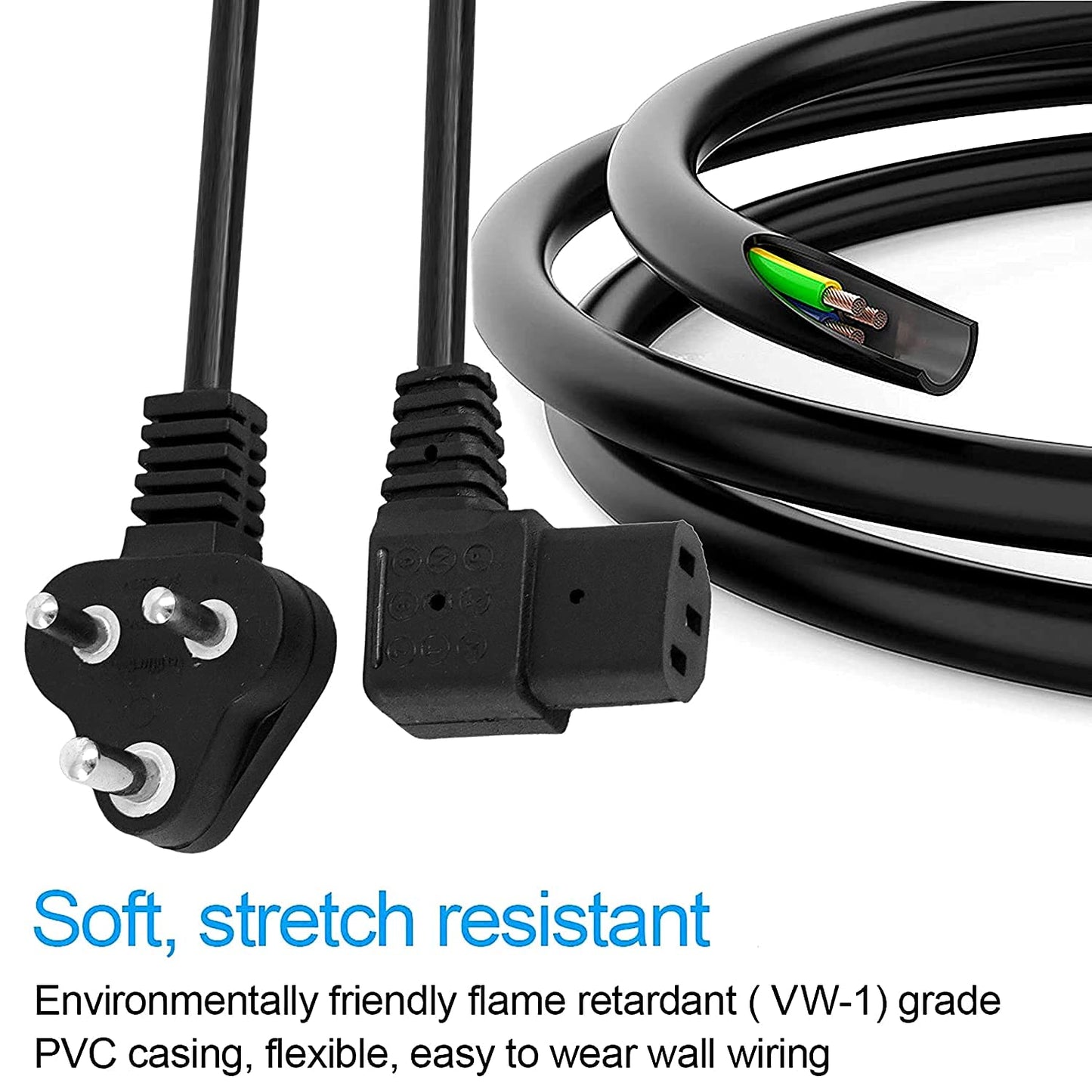 HIFFIN® 15 Meter 250 Volts 3 Pin Laptop Power Cable Cord Charger Adapter with Box Package - Black