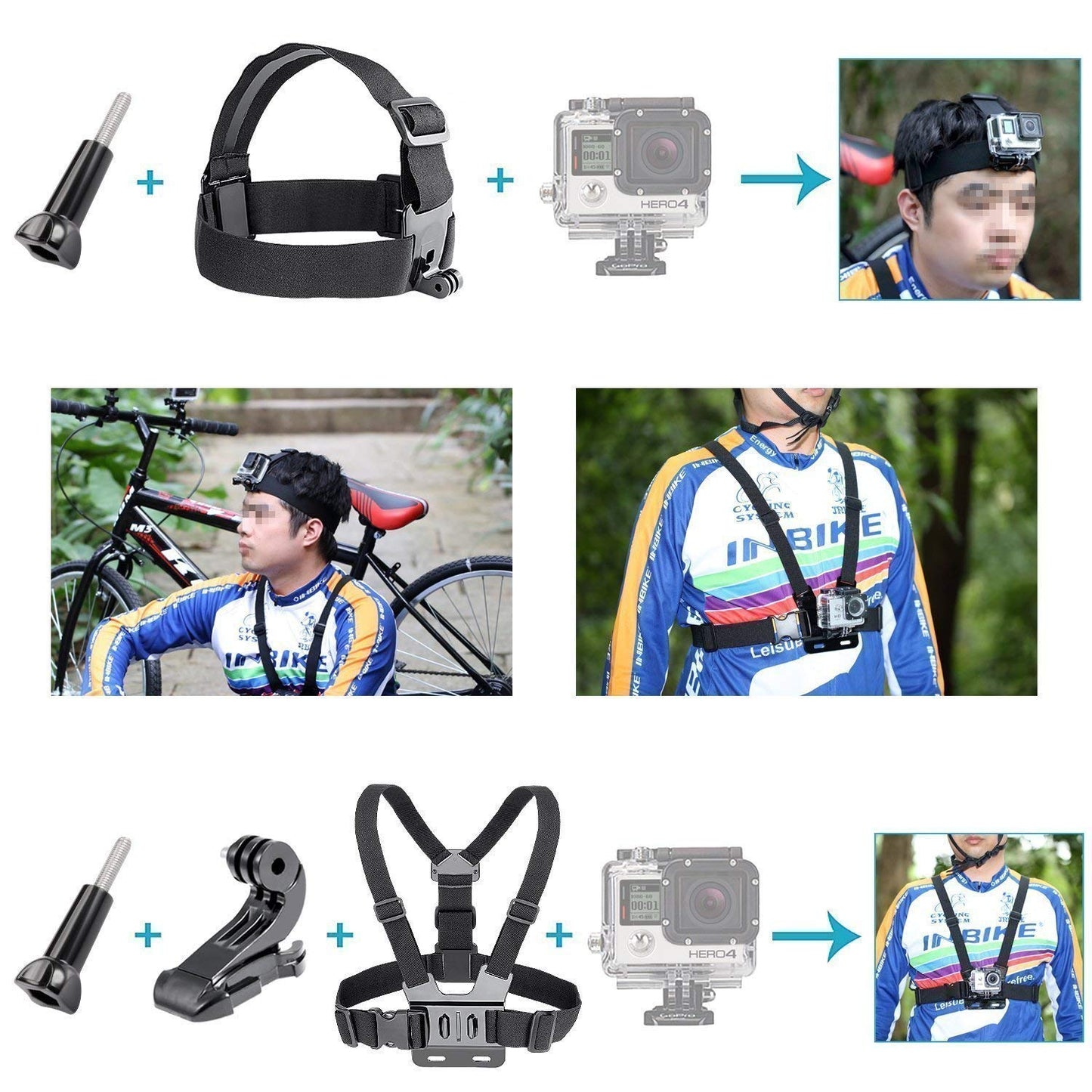 HIFFIN® Branded 61 in 1 for Go Pro Accessories Kit for Hero 5 4 3+ 3 2 1, SJCAM SJ4000 SJ5000, Yi & Other Action Cameras