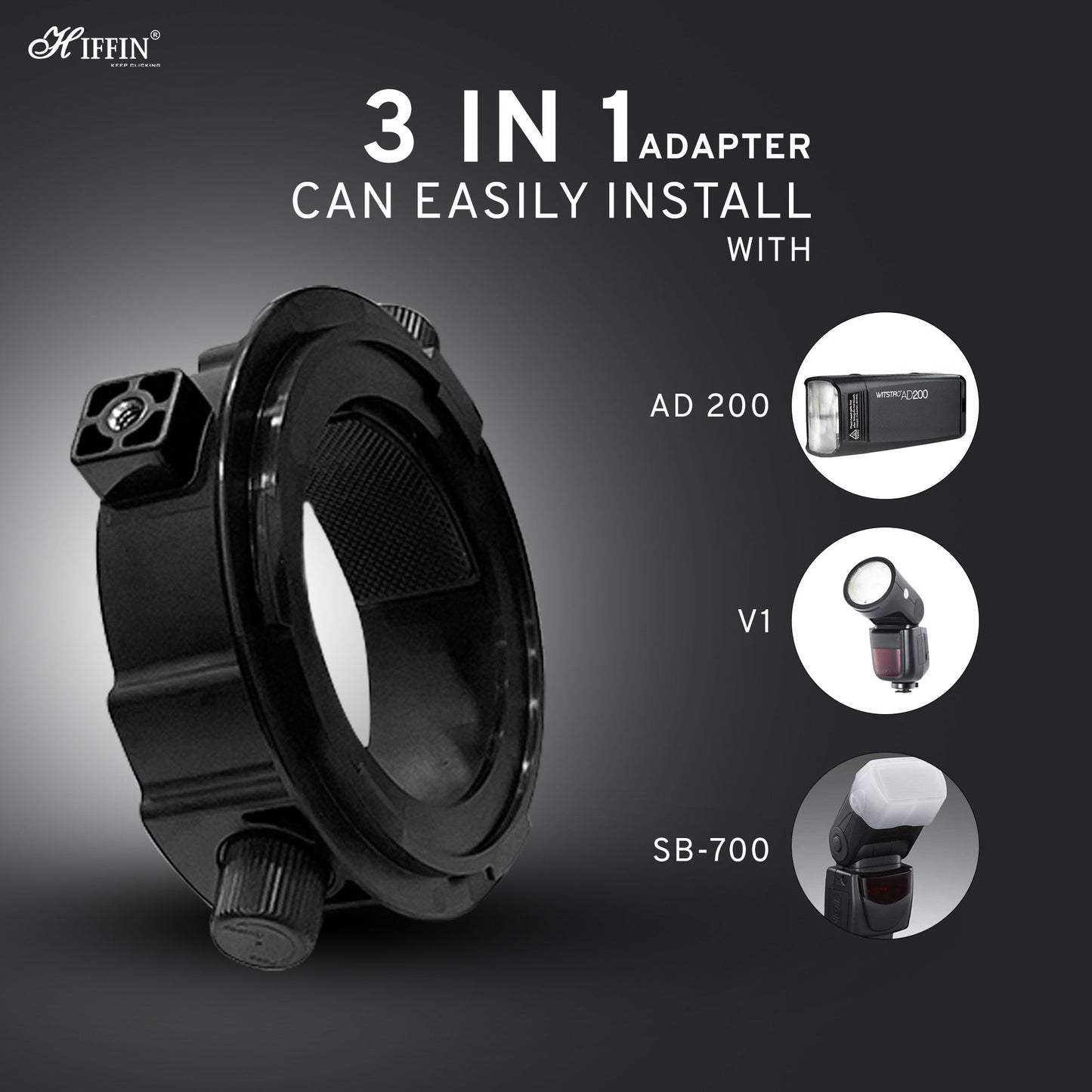 HIFFIN D25 Professional Flash Accessories Kit Universally Compatible | Flash Diffuser | Bounce | Grid| Gel | Grip & Sphere (3 in 1 Mount Adapter)