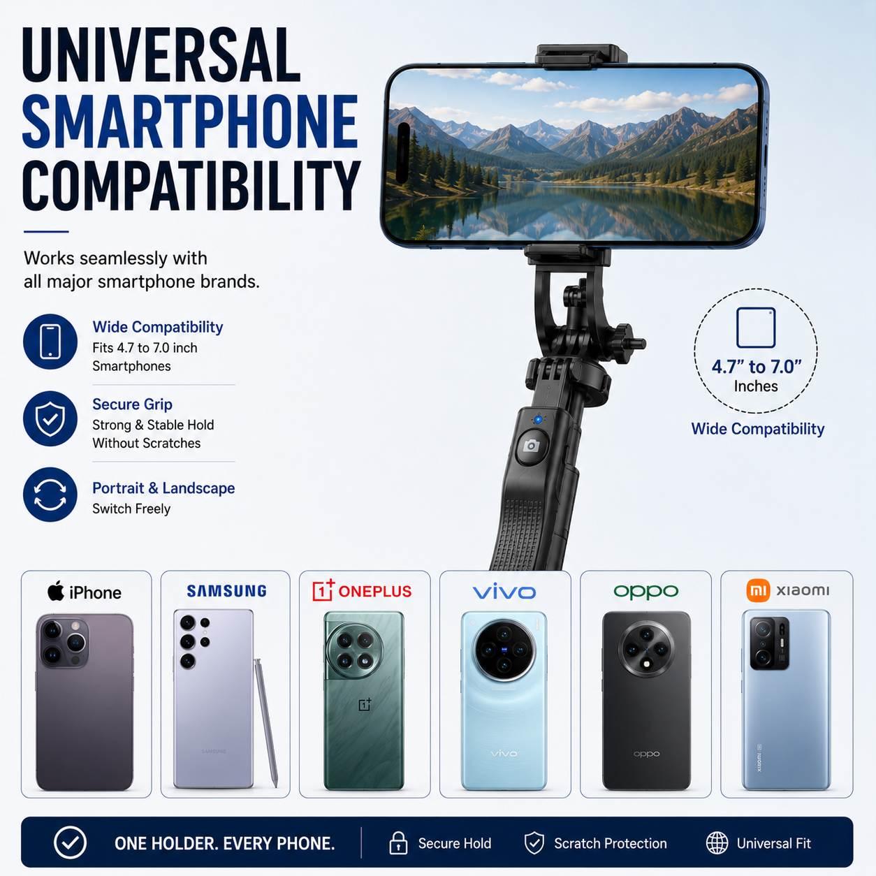 H16 Selfie Stick Tripod Bluetooth Remote 157cm 360° Android iPhone