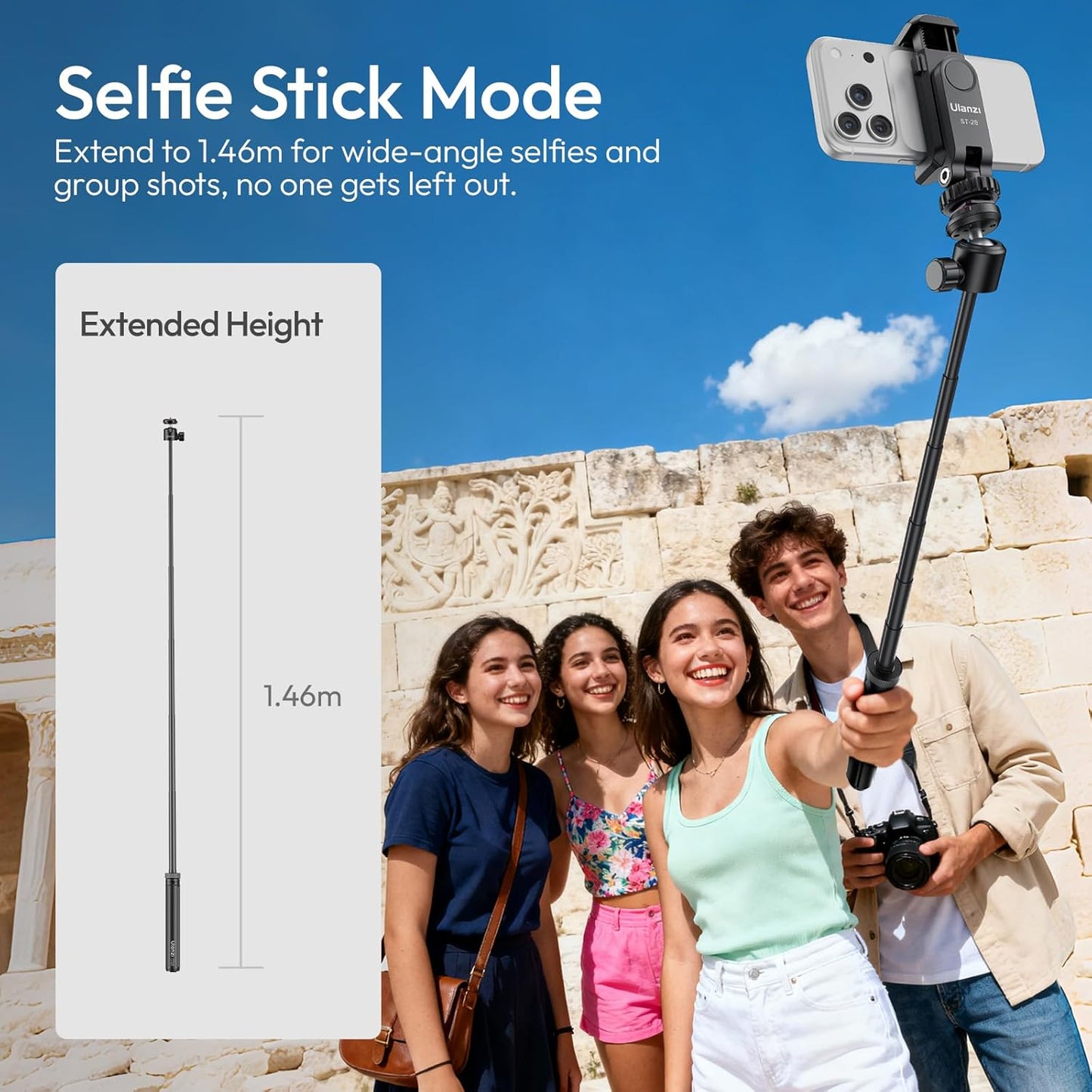 Ulanzi TT24 Tripod, CKA Quick for DJI Pocket 3/Osmo Action/GoPro/Insta360