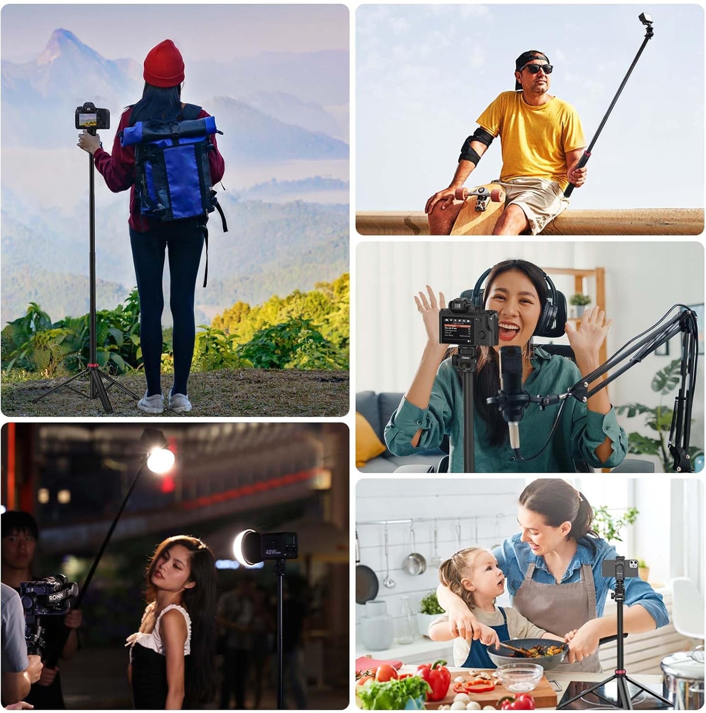 Ulanzi MT-79 Extendable Aluminum Tripod, 81" Adjustable Stand, 360° Head