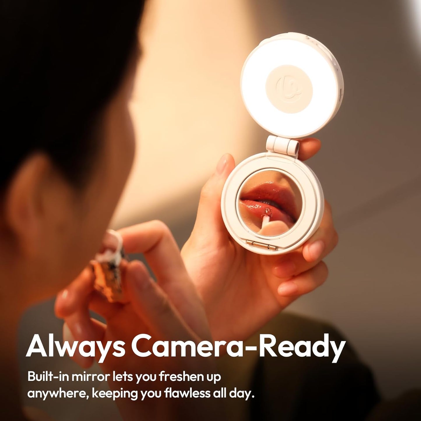 ULANZI LM23 Magnetic 360° Selfie Ring Light w/Mirror for iPhone MagSafe Black