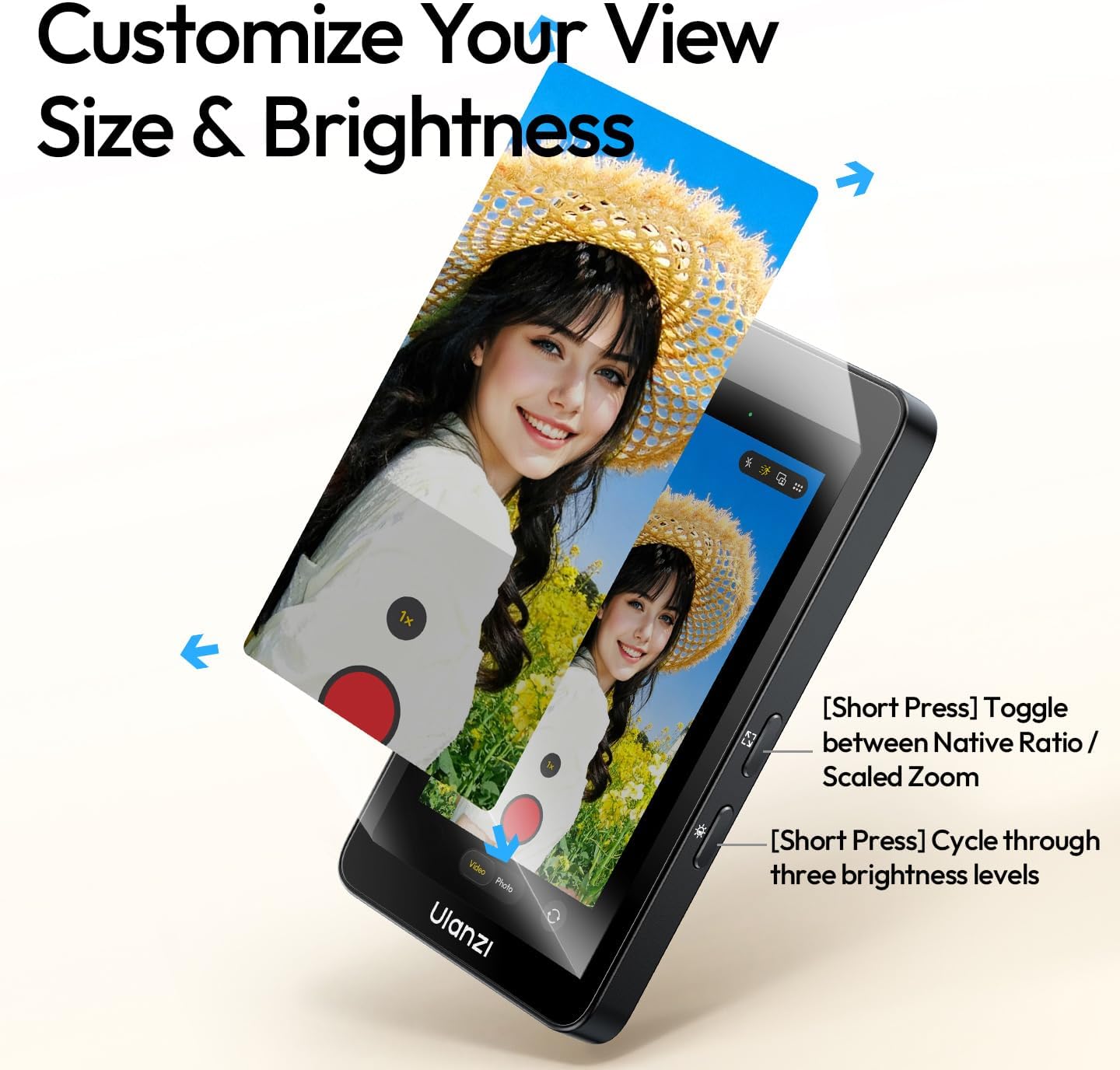 ULANZI VM1 MagSafe Selfie Monitor 4K60fps Preview, 3.97″ HD, Plug&Play Live/Rear