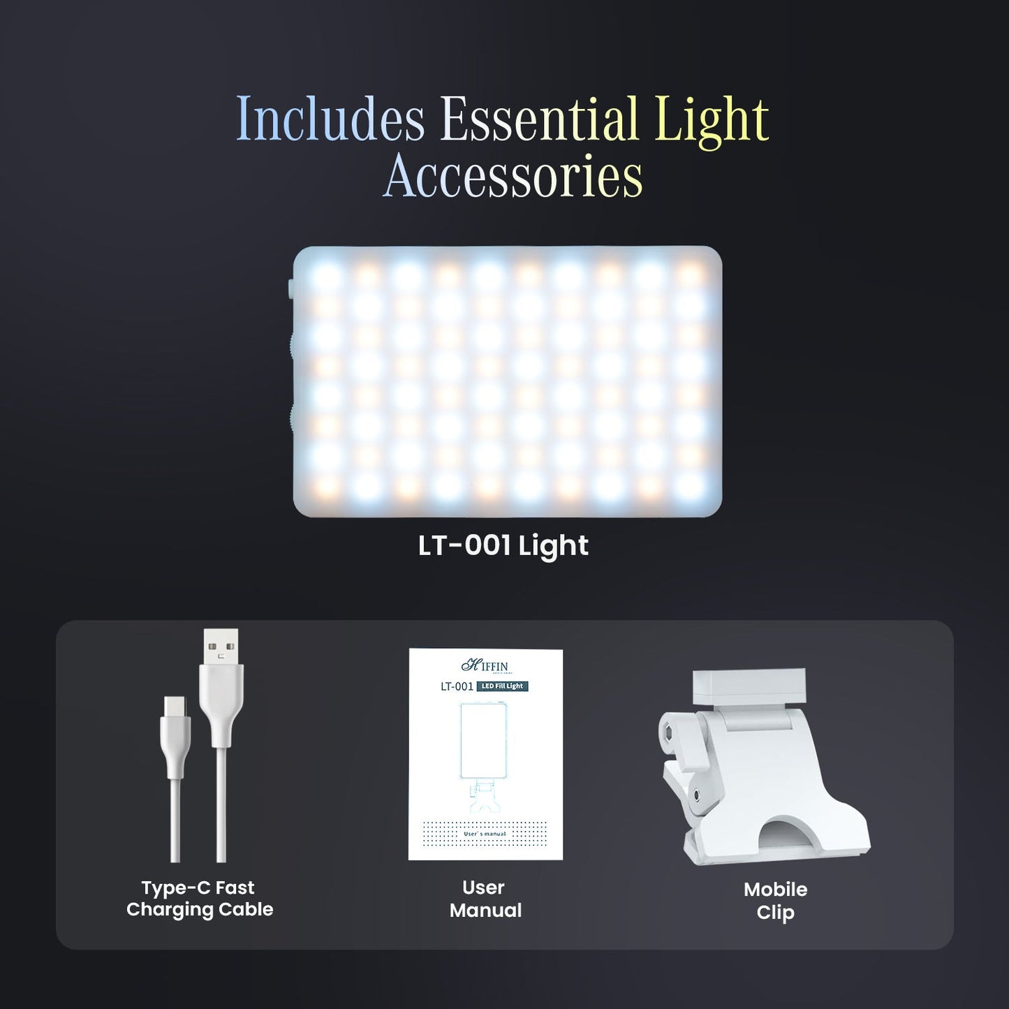 LT-001,Selfie Light, 3 Modes, 2000mAh Battery, Rechargeable