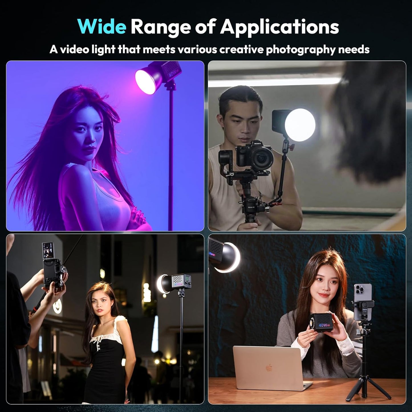 ULANZI 40W RGB LED Light | 2500-6500K | 3400mAh | DC Adapter | COB