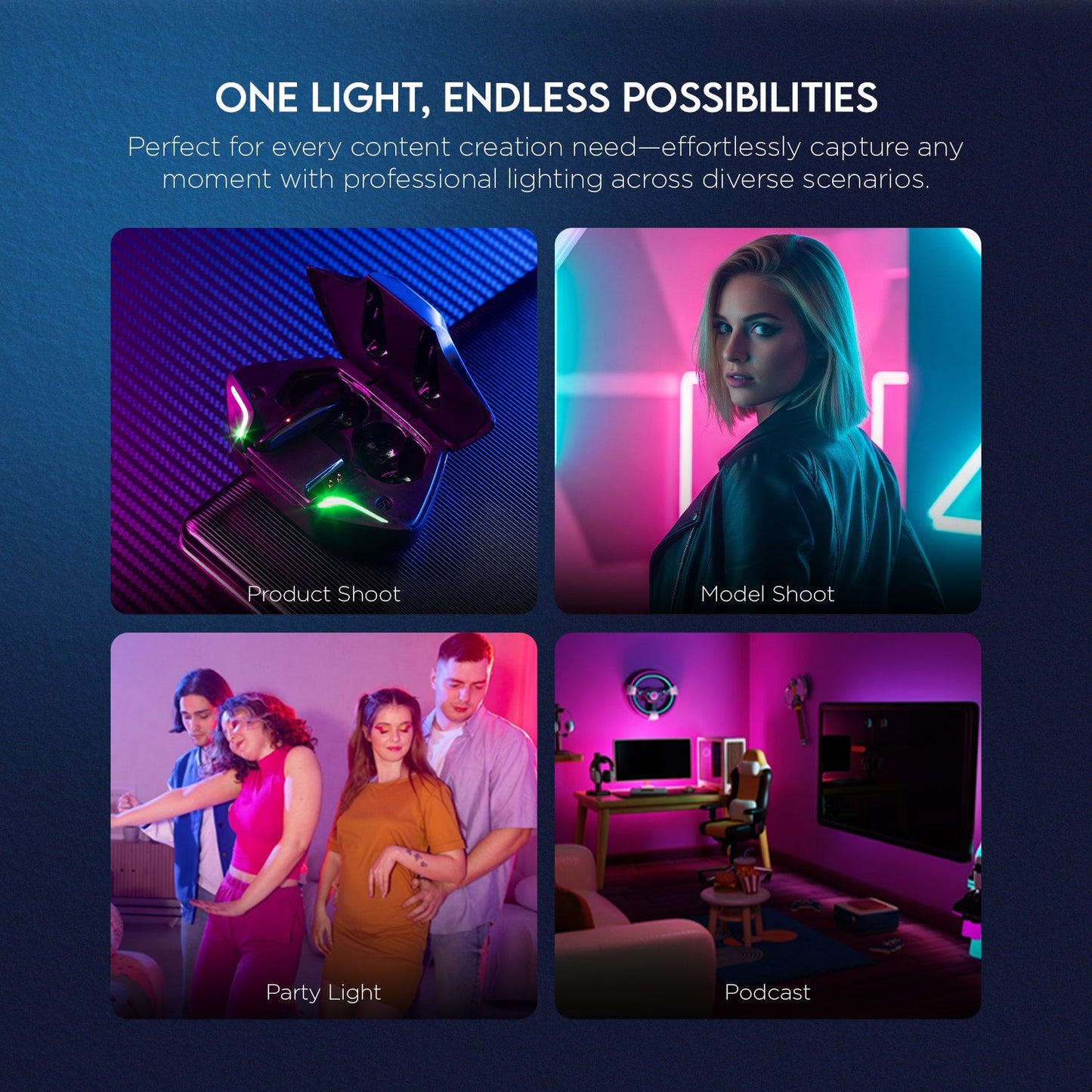 60 Watt RGB Portable Light |2500K-6500K | 26800mAh Battery | CRI 95+ | 24 Effects