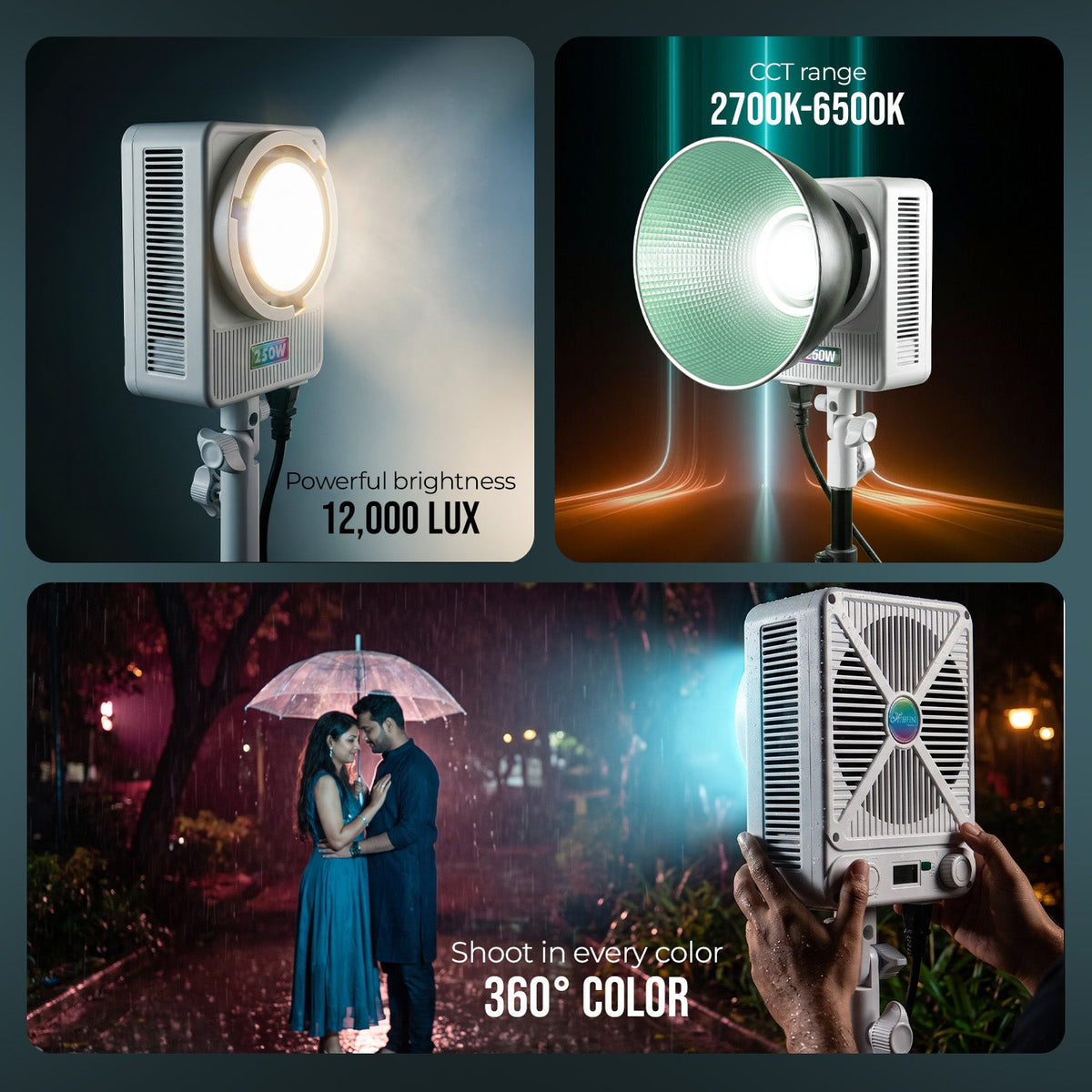 HF-250W RGB Wonder Series 250W LED Video Light, 2700K-6500K, App Control