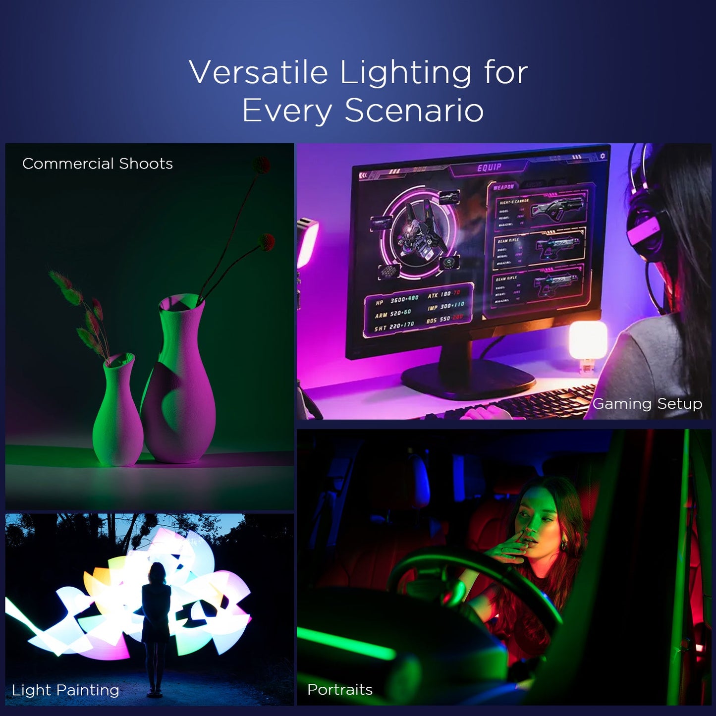 VL49 RGB Video Light, 3000-9000K, 1200mAh, 9 Effects, CRI 95+