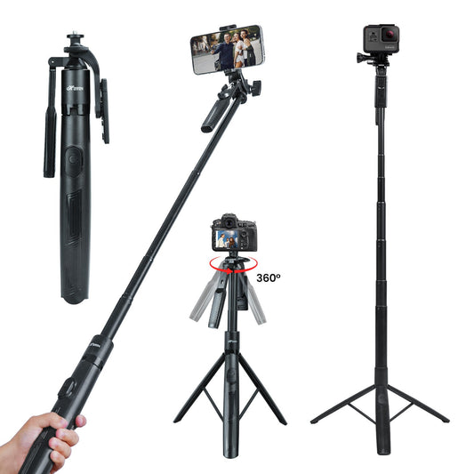HST-63 Tripod with 360° Handle & Remote / LT-003 Portable Selfie Light (3000-9000K, 3 Modes, USB-C, 7W) – Complete Photography & Video Kit
