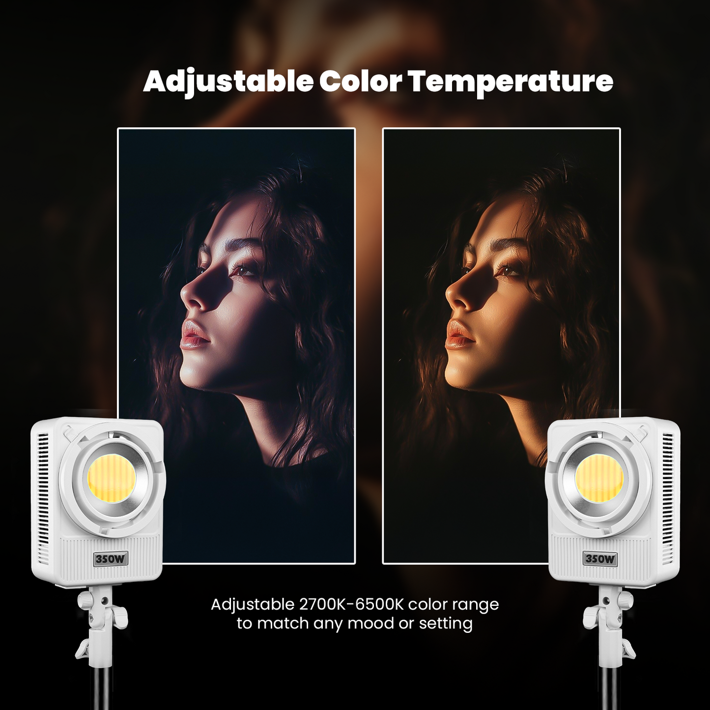 Compact 350 Watt Bi-Color Light | 22,100lm | CRI 95+ | CCT 2700K-6500K | Bowens Mount | App Control