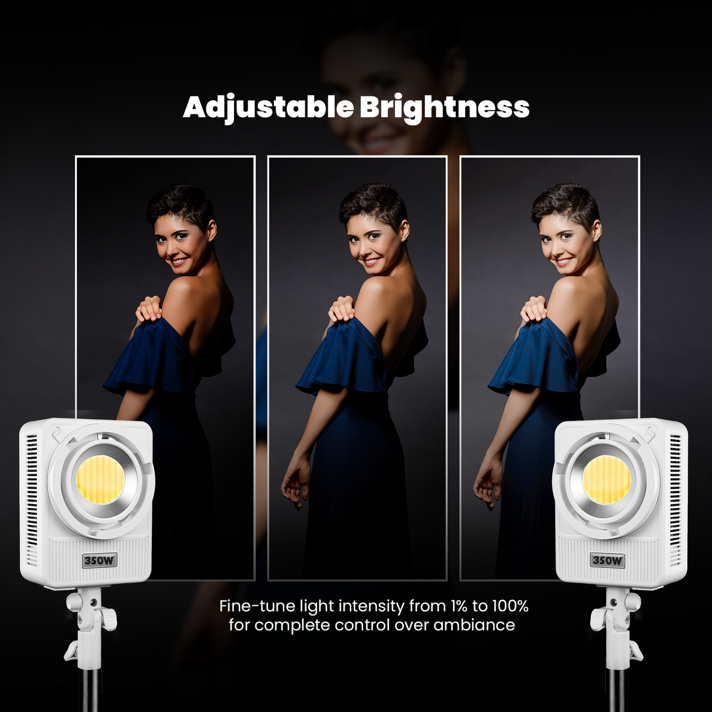 Compact 350 Watt Bi-Color Light | 22,100lm | CRI 95+ | CCT 2700K-6500K | Bowens Mount | App Control