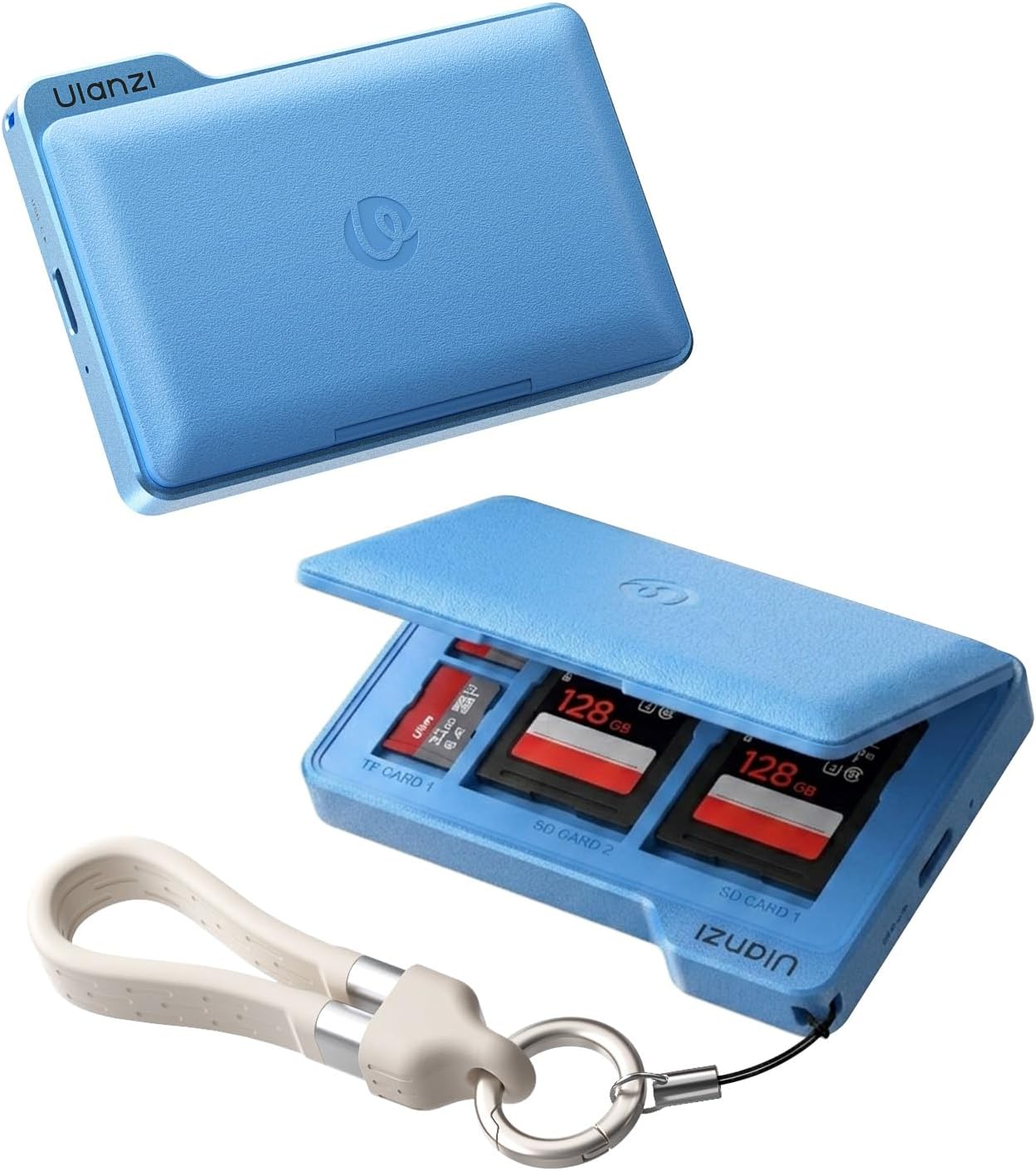 ULANZI DC01 SD TF Card Case USB-C Reader 312MB/s UHS-II Magnetic Aluminum Black/Blue