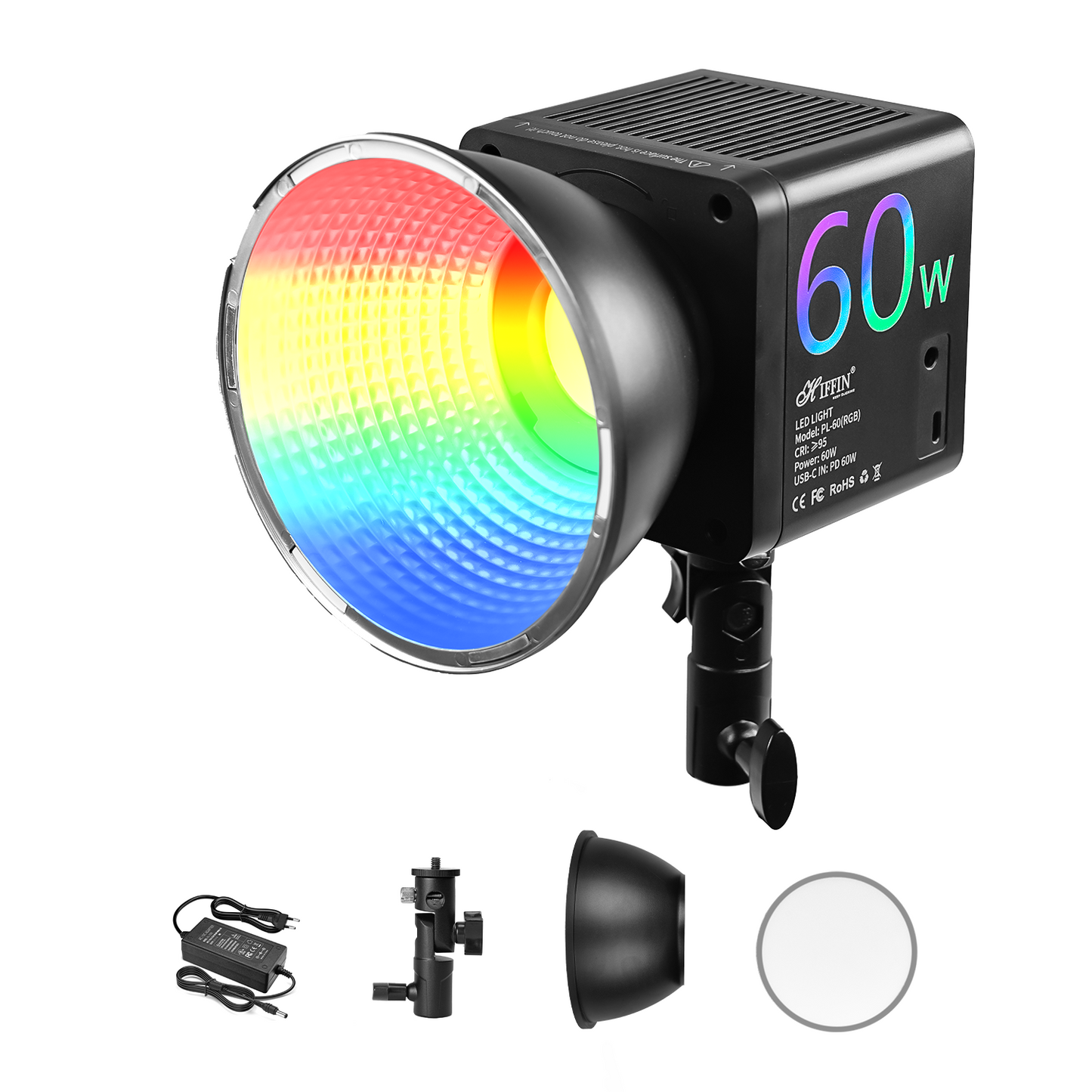 60 Watt RGB Portable Light |2500K-6500K | 26800mAh Battery | CRI 95+ | 24 Effects