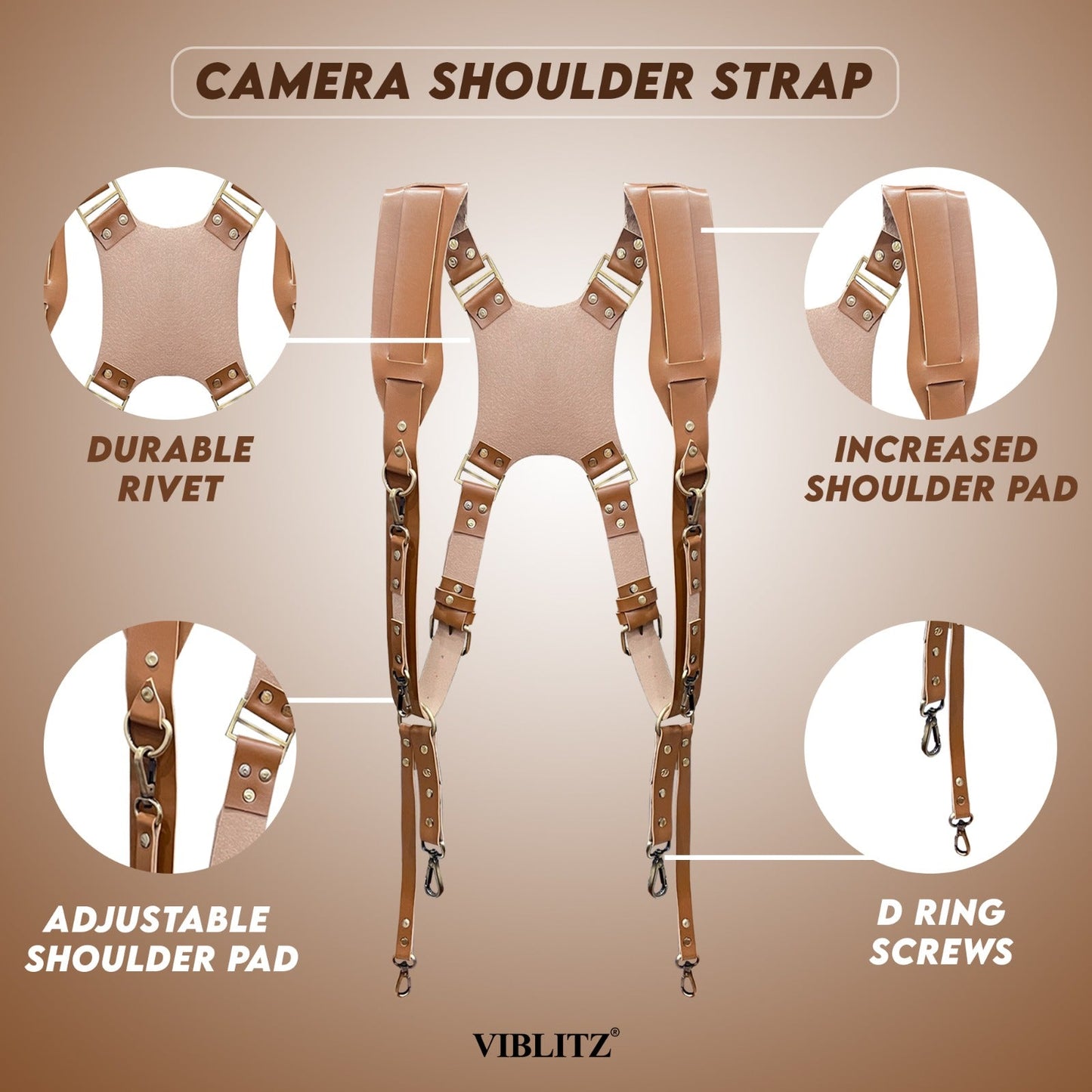Viblitz® Camera Strap, Double Shoulder Sling Strap DSLR Quick-Release Shoulder Strap Compatible for All DSLR/SLR Cameras, Canon/Nikon/Sony…
