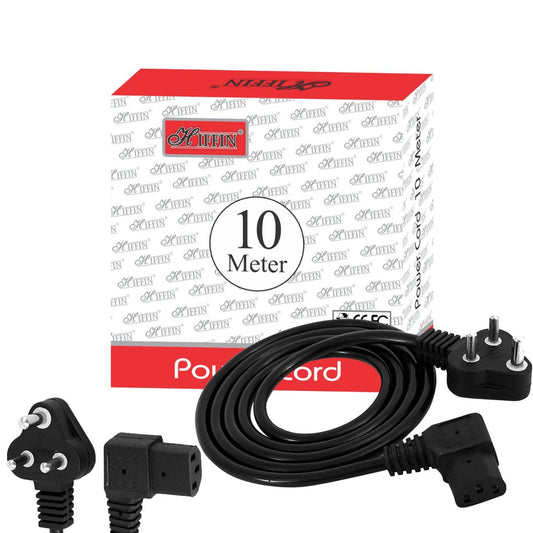 HIFFIN® 10 Meter 250 Volts 3 Pin Laptop Power Cable Cord Charger Adapter with Box Package - Black